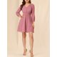 thumbnail image 5 of Vestido de gasa A-line con media manga en V, sólido y lindo para mujeres, XL, color rosa-a, 5 of 7
