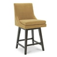thumbnail image 3 of CHITA 26 inch Upholstered Swivel Fabric Counter Bar Stools with Back & Wood Legs Set of 2, Canary Yellow, 3 of 9