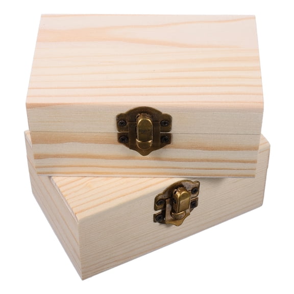 Milisten 2pcs Small Wooden Jewelry Box 11x7x5cm Unfinished Pine Craft Box