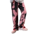 thumbnail image 1 of Sunloudy Jeans largos para hombre, pantalones de mezclilla holgados lavados de cintura media con efecto tie-dye para niños, negro/rosa/azul claro Sunloudy  S M L XL XXL, 1 of 8