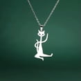 thumbnail image 5 of Yoga Cat Pendant Necklace Stainless Steel Funny Abstract Jewelry, 5 of 9