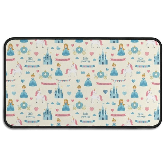 Princess and Carriage Beige Pattern Non Slip Washable Kitchen Rug, Anti Fatigue Decorative Floor Mat for Sink Laundry and Home Use, 17"x47"