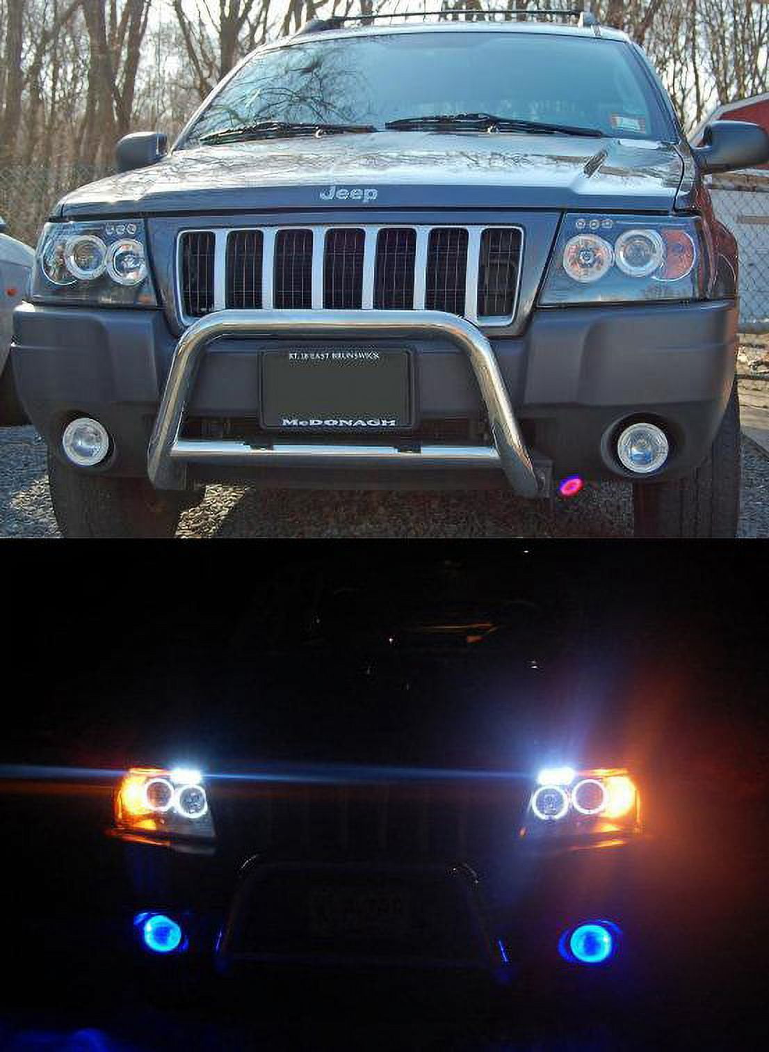 For 1999-2004 Jeep Grand Cherokee White Halo Fog Lamps Lights