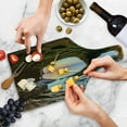 thumbnail image 4 of Natural Cave Cutting Board, Horizon View from Mossy Invisible Big Grotto by the Sea up Rocks Photo, Decorative Tempered Glass Cutting and Serving Board, Wine Bottle Shape, Green Blue, by Ambesonne, 4 of 5