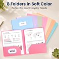 8 Pack File Folders with Pockets, Plastic 2 Pocket Folder, Pastels ...