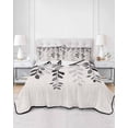 thumbnail image 2 of Quilts Twin-XL Size Bedding Set, Grey Ombre Botanical Lightweight Quilted Comforter, Watercolor Gray Pastoral Leaf Rustic Soft Bedspread Coverlet with Pillow Covers for All Season, 68" x 98", 2 of 7