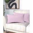 thumbnail image 2 of Pink Grid Pillow Covers King Size, Checkered Plaid Gingham Lattice Trellis Print Soft Bed Throw Pillowcases Breathable Cooling Long Lumbar Body Pillow Sham Cover for Bed Sofa 20''x40'', 2 of 7