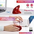 thumbnail image 4 of 2.4G Wireless Vertical Ergonomic Optical Mouse SGEYR USB Bluetooth 800/1200/1600 DPI 6 Buttons-Red, 4 of 8