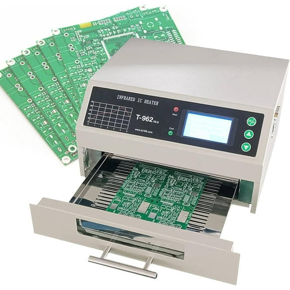 800W Benchtop Reflow Oven, PCB Reflow Soldering Rework Station, Automatic Infrared Welding Machine, Can Connect Computer