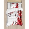 thumbnail image 3 of Ambesonne Traditional House Japanese Cherry Blossom Sakura Branch Made with Brush Artsy Image Duvet Cover Set, 3 of 3