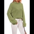 thumbnail image 1 of Suéteres de Cuello Redondo para Mujer, Conjuntos de Otoño, Suéteres de Punto con Cuello Redondo y Abertura Lateral, Tops de Moda. Verde L, 1 of 10