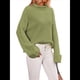 thumbnail image 1 of Suéteres de Cuello Redondo para Mujer, Conjuntos de Otoño, Suéteres de Punto con Cuello Redondo y Abertura Lateral, Tops de Moda. Verde XL, 1 of 10