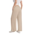 thumbnail image 6 of Womens Cotton Linen Pants Casual Button Up High Waisted Wide Leg Trousers Business Offices Trousers Straight Pants Trouser Summer Clothes Beige L, 6 of 7