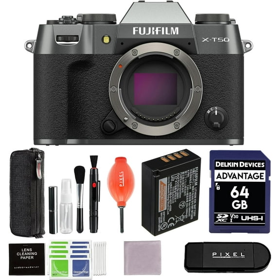 Fujifilm X-T50 Mirrorless Camera (Charcoal) Bundle with Advanced Accessories | Fuji xt50