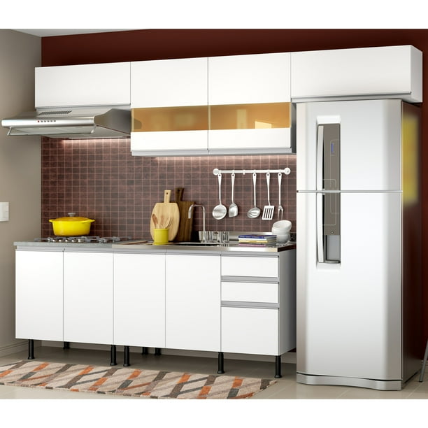 Madesa Gabinete de Cocina Completa con Armario y Mostrador (Sin Tablero y Fregadero) Mariana Blanco