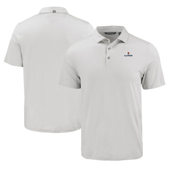 Men's Cutter & Buck Gray Illinois Fighting Illini Coastline Epic Comfort Eco Recycled Polo
