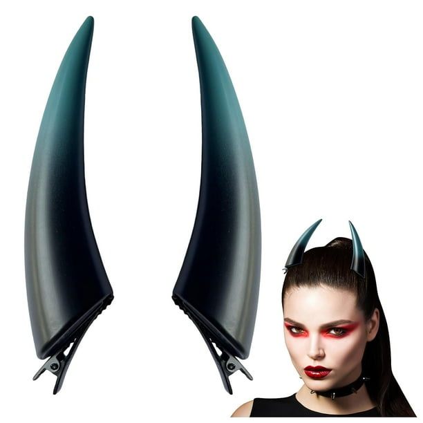 Horquillas para el pelo con forma de cuerno de diablo de estilo gótico oscuro, con borde de horquilla, para disfraz de Halloween, accesorios para el cabello con forma de cuerno de diablo de dibujos an