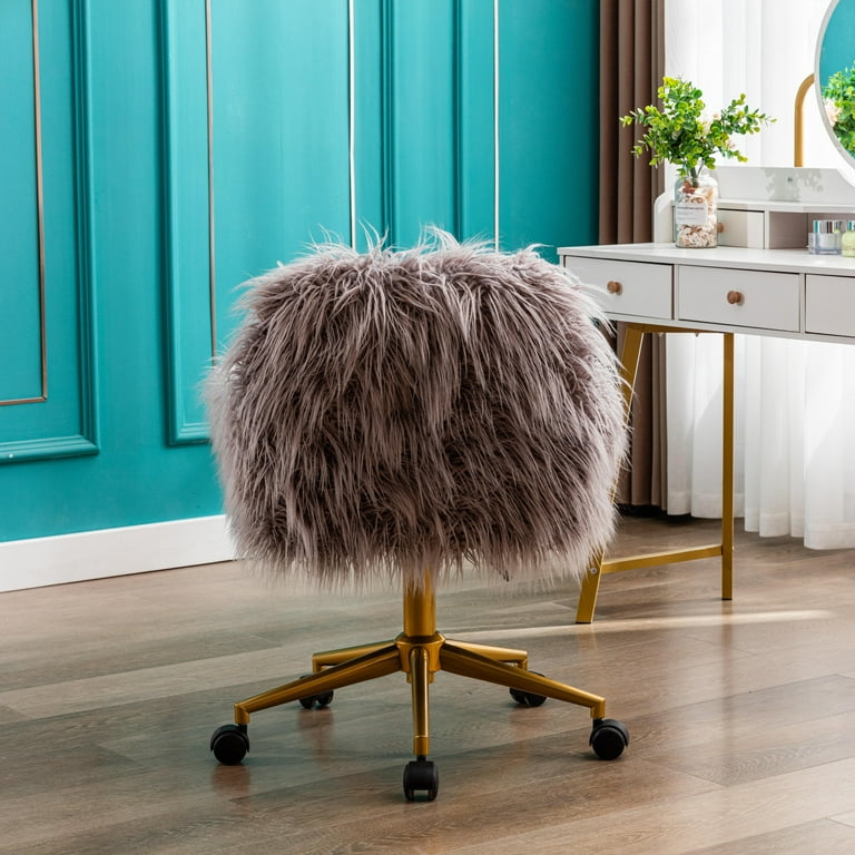 Vanity Chairs with Backs, Cute Fluffy Upholstered Padded Seat