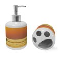 thumbnail image 2 of Ambesonne Zebra Soap Dispenser & Toothbrush Holder Set, Tropical Animal Sunset, 2 Pcs, Orange Yellow Black, 2 of 6