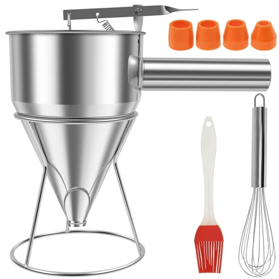Pancake Batter Dispenser Stainless Steel Funnel Cake Dispenser with Squeeze Handle and Stand 40oz Large Capacity Pancake Dispenser Versatile Batter Dispenser for Pancakes Cupcakes Baked Goods