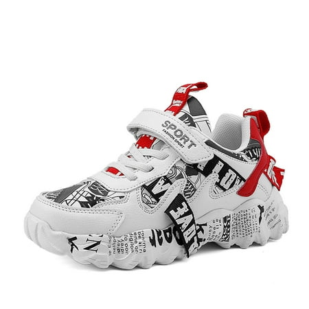 Eashi Little/Big Kids Athletic Basketball Sneakers Running Shoes Suitable for Boys White