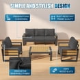 thumbnail image 7 of Clouddwell 7-Seats Aluminum Patio Furniture Set, Outdoor Metal Sofa Conversation Set with Coffee Table for Pool Garden Porch Backyard, Dark Gray, 7 of 7