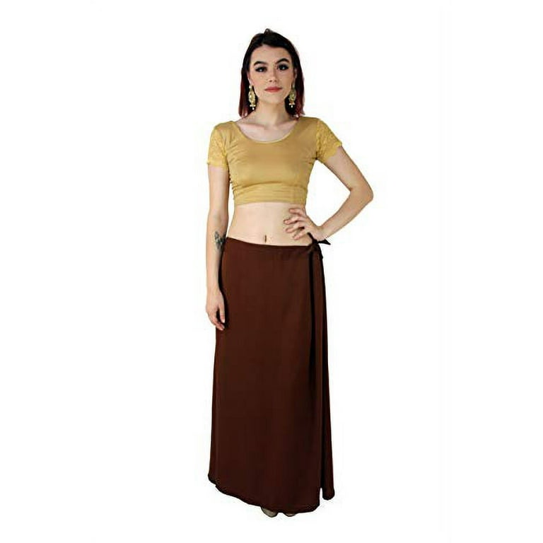 Women's Satin Sari Petticoat Stitched Adjustable Waist Saree Underskirt  Lining Skirts (One Size, Medium Purple)