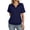 Navy, variant on Women's Solid Color Collarless Short Sleeve Casual T Shirt Blouse Top Black S