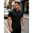 thumbnail image 4 of BounceUp Men's Short Sleeve Button Down Shirt - Athletic Fit, Stretch, Wrinkle-Free Casual Dress Shirt M-XXL, 4 of 7