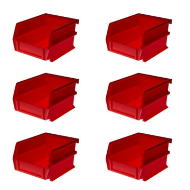 Triton Products® 5-3/8 In. L x 4-1/8 In. W x 3 In. H Red Stacking, Hanging, Interlocking Polypropylene Bins, 6 CT
