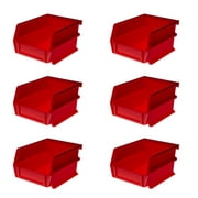 Triton Products 5-3/8 In. L x 4-1/8 In. W x 3 In. H Red Stacking, Hanging, Interlocking Polypropylene Bins, 6 CT