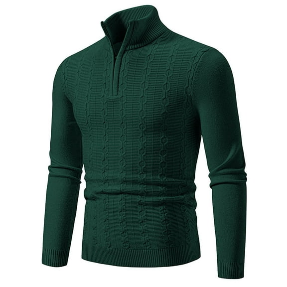 Mens Quarter Zip Casual Sweater Slim Fit Turtleneck Knitted Pullover Lightweight Mock Neck Polo Sweaters