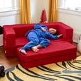 thumbnail image 5 of Jaxx Zipline Kids Sofa & Large Ottoman, 3 in 1 Fold Out Sofa, Big Kids Edition, Cherry, 5 of 10