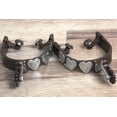 thumbnail image 3 of Antique Brown Ladies Spurs Triple Hearts With Engraved Silver Trim, 3 of 6