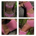 thumbnail image 2 of ZPAQI Women Two Pieces Swimsuits Ruffle Bandeau Bathing Suit Pink Color Swimwears, 2 of 14