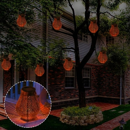 

Christmas Clearance Items Feltree LED Solar Iron Lantern Hollow Pattern Solar Projection Lamp Garden Decorative Hanging Lamp