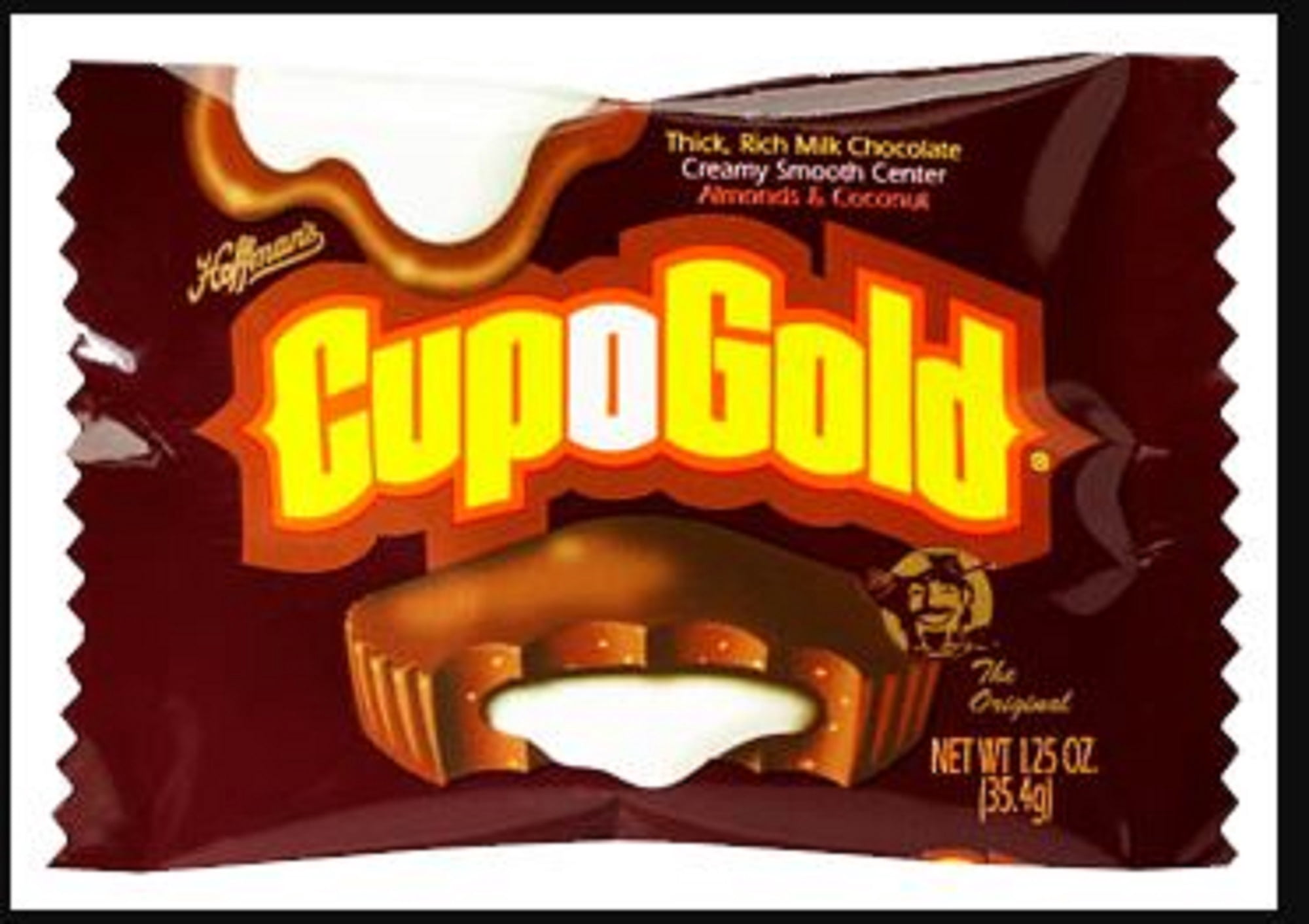 Adams & Brooks Cup-O-Gold Candy Bar 24 Ct. Box of 1.25 Oz. Chocolate Covered Coconut and Almond