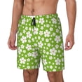 thumbnail image 2 of Uemuo Green White Flowers Pattern Mens Swim Trunks Quick Dry Board Shorts with Mesh Lining, Stretch Beach Shorts Quick Dry No-Chafing Board Shorts-3X-Large, 2 of 9