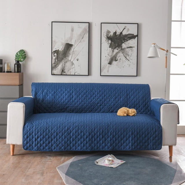 Feltree Housse de Canapé Réversible pour Coussin Housse de Canapé pour Chiens Résistante à l'Eau Protecteur de Meubles avec Bâtons en Mousse Sangles Élastiques pour Animaux de Compagnie Chats