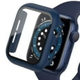 thumbnail image 1 of 2 pack Case Built in Tempered Glass Screen Protector Compatible with Apple Watch Series 44mm 40mm 45 mm 41mm , Matte PC Case Bumper Overall Protective Cover for iwatch series 6 5 4 7 SE 3 2 1, 1 of 6