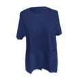 thumbnail image 4 of TODOZO T Shirts for Women Loose Fit Casual Lightweight Soft Basic Tees Womens Summer Tops Ladies' Fashionable and Casual Loose Oversized Button Pocket Short Sleeved T Shirt Top Dark Blue L, 4 of 9