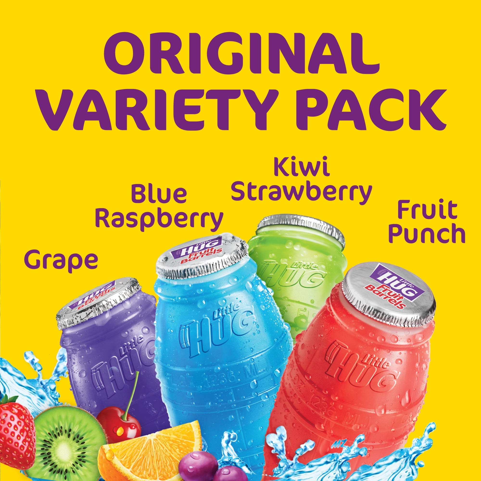 (3 pack) Little HUG Fruit Barrels, Original, Shelf Stable Kids Drinks Variety Pack, 40 Count, 8 fl oz Bottles