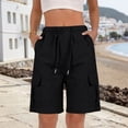 thumbnail image 6 of Outfmvch Linen Bermuda Shorts for Women Hiking Capris High Waisted Hiking Short Joggers Athletic Running Shorts Bermuda Shorts Travel Baggy Carpenter Shorts Women Wide Leg Ruffle Black XL, 6 of 6