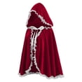 thumbnail image 6 of THDHVS shawl wraps for women,Poncho Shawl,Unisex Christmas Velvet Cape with Lace Trim and Attached Hood for Holiday Festivities Short Cloak Features Elegant Ruffle Detail for All Ages, 6 of 6