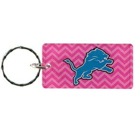 Detroit Lions Team Logo Ball - Detroit Lions Chevron Printed Acrylic Team Color Logo Keychain - Pink - No Size