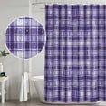 thumbnail image 4 of Polyester Fabric Purple Plaid Shower Curtain, Modern Art Checkered Farmhouse Waterproof Bathtub Curtain Bathroom Decor Set with Hooks 66 x 72 Inches, 4 of 6