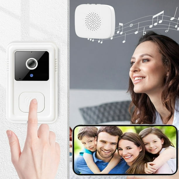 Timbre de puerta inteligente inalámbrico con vídeo y control remoto, WiFi, visión nocturna HD, audio bidireccional, seguridad, con pilas y plástico Dingdong.