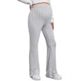 thumbnail image 4 of Hinvhai Women's Maternity Casual Pants ,Classic Adjustable High Waist Solid Color Flare Leg Ribbed Knit Maternity Pants Gray XL(XL), 4 of 7