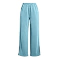 thumbnail image 6 of ZHYou No Boundarie Womens Wide Leg Sweatpants Baggy Fit Elastic High Waist Side Slit Casual Pull On Trousers with Pockets,Blue,Size XL, 6 of 6