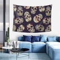 thumbnail image 5 of DouZhe Funny Mexican Sugar Skull Flower Tapestry Wall Hanging Tapestries Dorm Room Home Decor, 60" x 40", 5 of 7